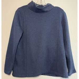 J.Jill Navy Blue Mock Neck Long Sleeve Sweater Petite Medium Comfort Casual